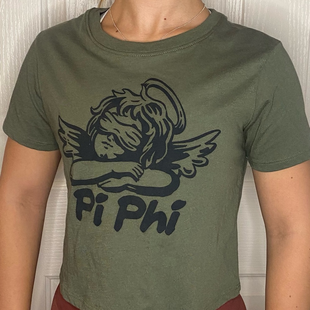 👼🏼Pi Beta Phi Green Cropped Angel Tshirt